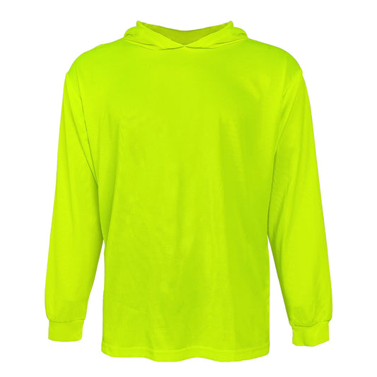 SUXIBIP Hi Vis Safety Hoodie, High Visibility Shirts for Men, Long Sleeve, Construction Work Shirts with Sun Protective Hood (Yellow, 3X-Large, 1 Pack)