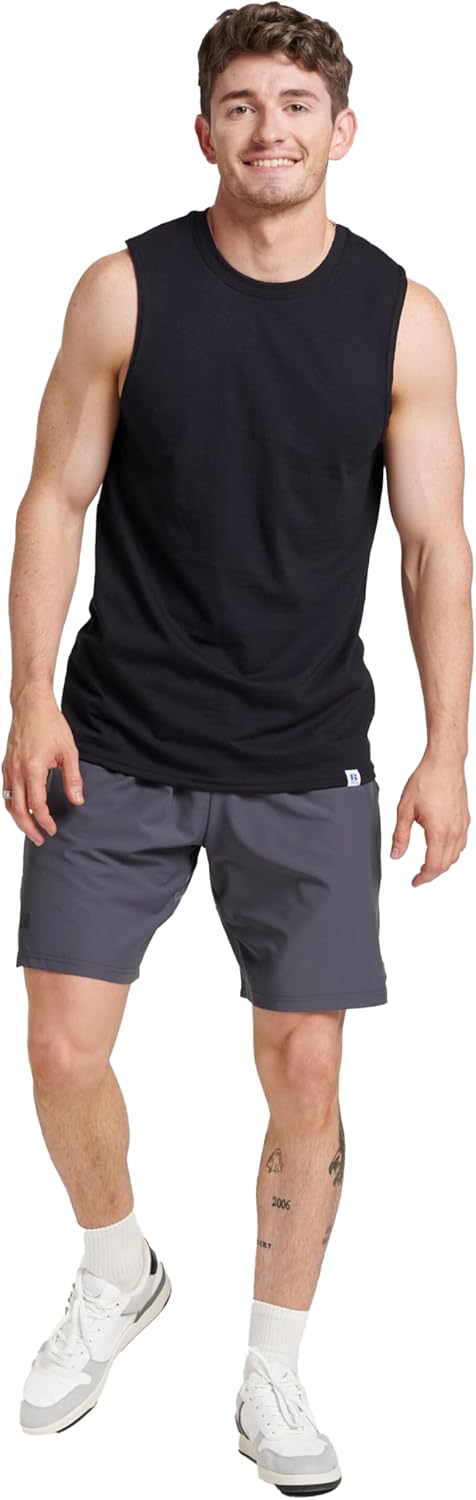 Russell Athletic Men's Sleeveless Muscle Shirts - Moisture-Wicking, Odor Protection, UPF 30+, Sizes S-4X