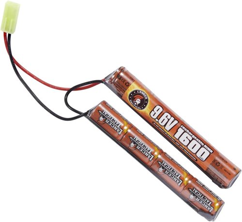 Lancer Tactical Nimh Airsoft Battery - 9.6V 1600 mAh Nunchuck for AEG Airsoft Guns