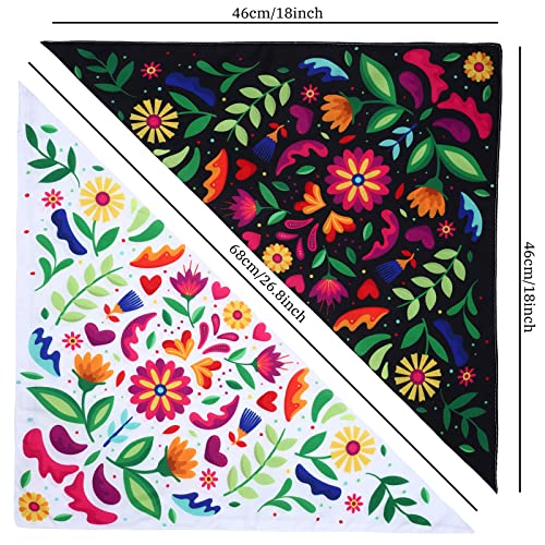 Whaline 2 Pack Floral Dog Bandanas - Adjustable Pet Scarf for Small to Large Dogs & Cats, Cinco De Mayo Fiesta Accessories