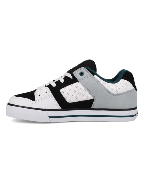 DC Men's Pure Skate Shoe, White/Black/Teal, 6.5