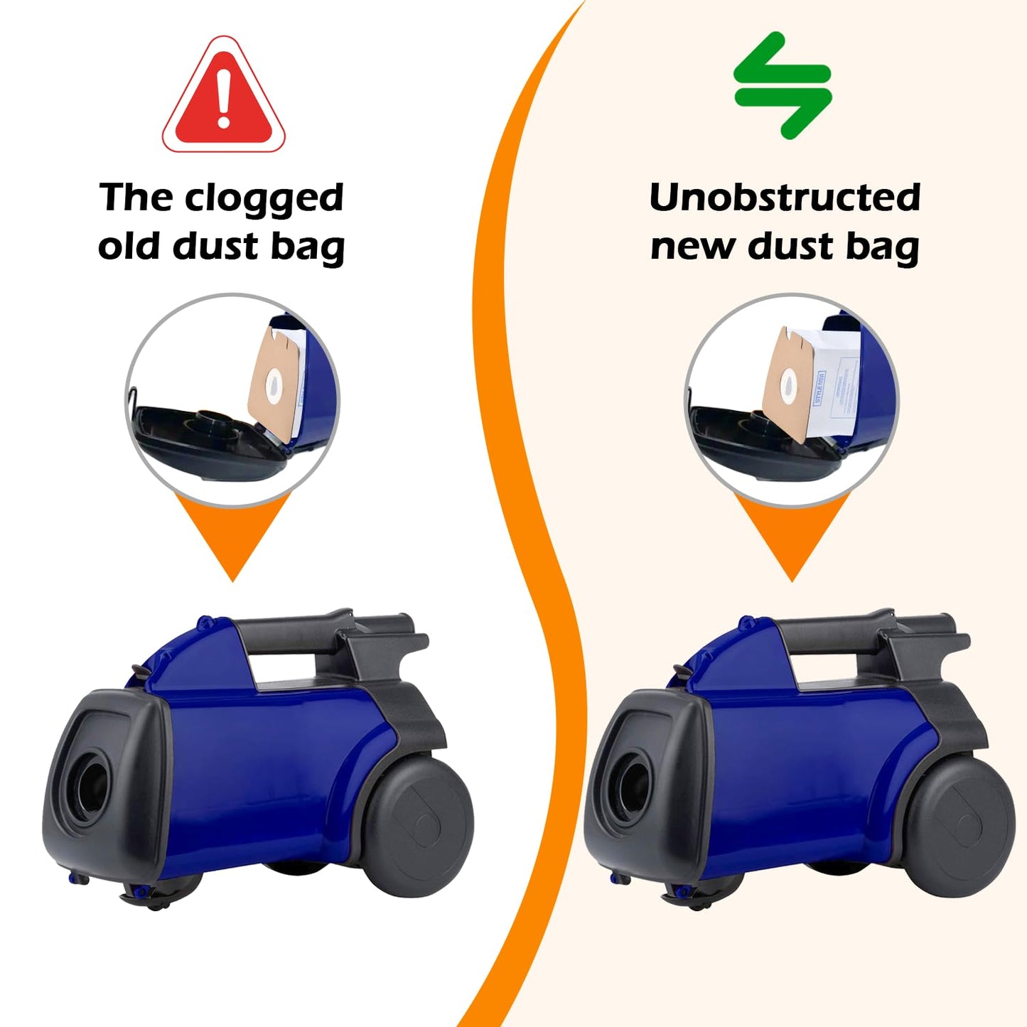 8-Pack Style MM Vacuum Bags for Eureka Mighty Mite 3670 & 3680 Canister Vacuums – Replaces Parts 60295, 60295A, 60295B, 60295C, 60296 & 60297A – Effective Filtration