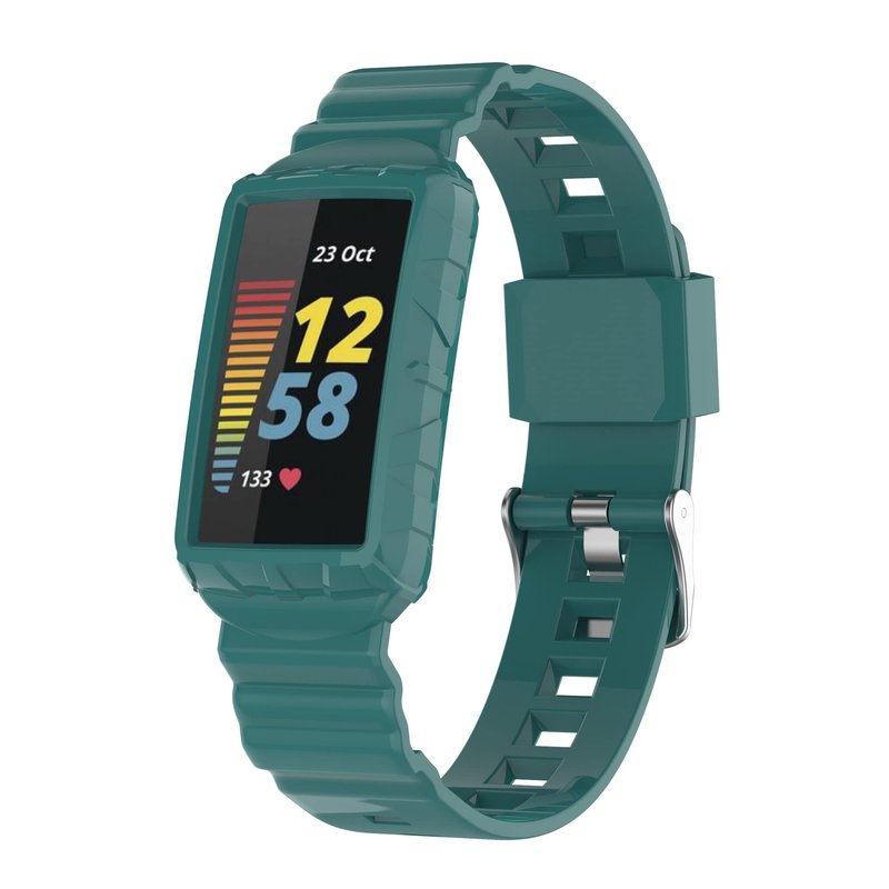 Chofit Case With Band Compatible with Fitbit Charge 5/4/3, Shockproof Rugged Band Strap for Fitbit Charge 5 with Bumper Case Cover - Men Women (Pink, Purple, Green)
