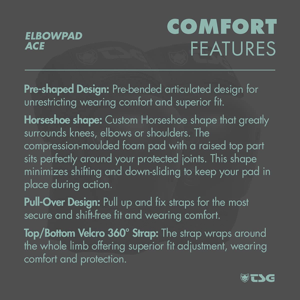 TSG Elbowpad Ace Protective Pads, Hardshell, EVA Foam, PE Elbow Cap, Tear Resistant Nylon, 360 Degree Wrap Strap, Pre Shaped, Horseshoe, Slip On, Pull Over, Skating, Downhill