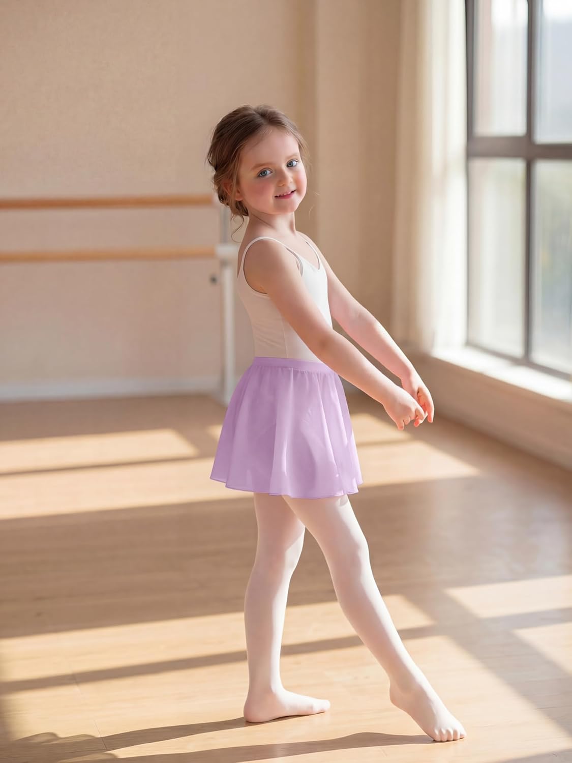 Stelle Girls Ballet Skirt - Chiffon Dance Skirt with Mesh Bowknot | Elastic Waist Pull-On Design