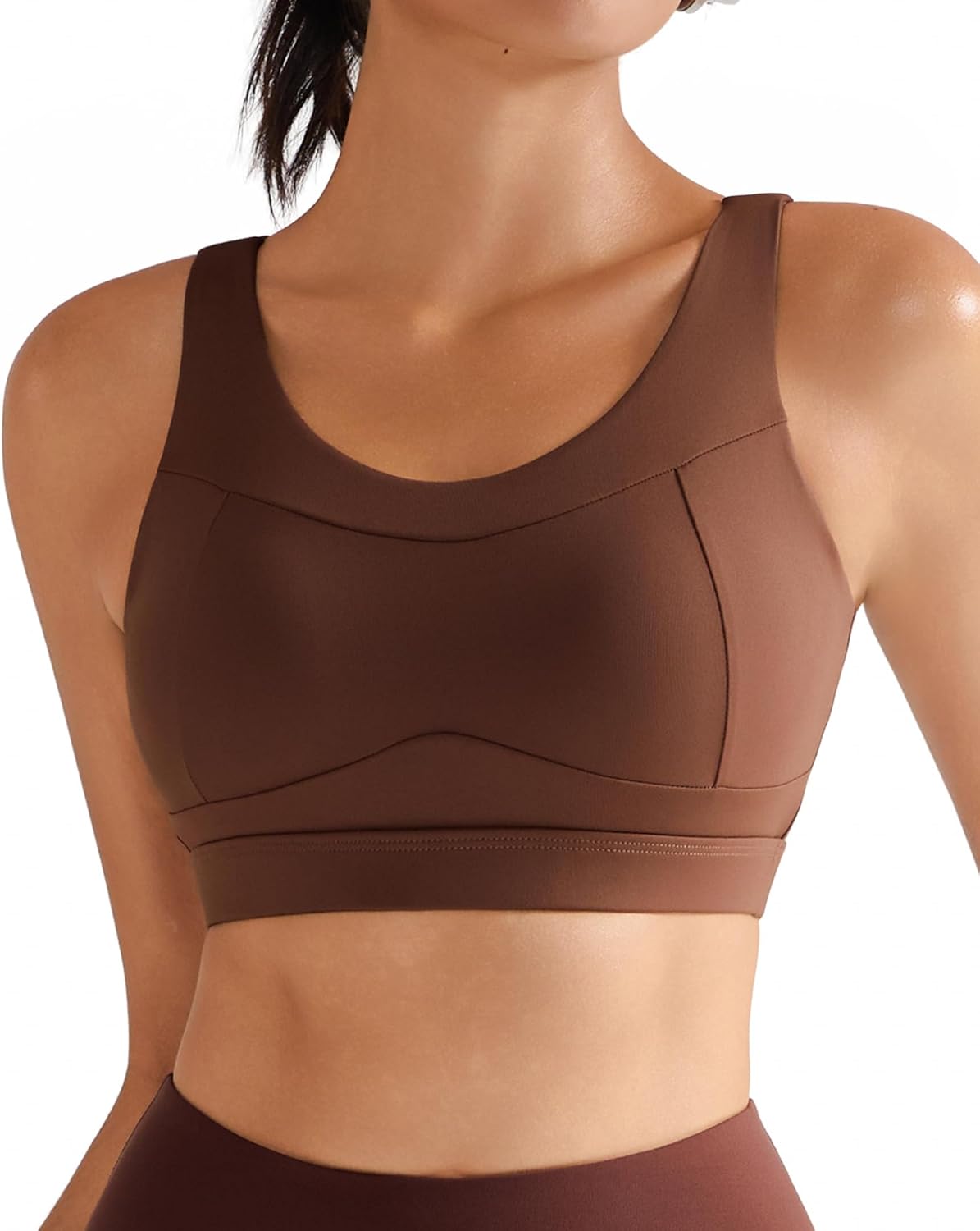 RUNNING GIRL High Impact Sports Bra - Racerback Workout Crop Top for Maximum Support | Longline Design