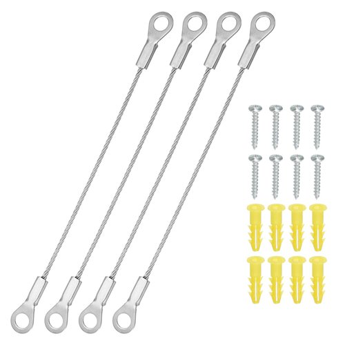 PATIKIL Cabinet Door Restraint 4 Inch, 4 Pack Stainless Steel Hinge Limiter Cable Opening Angle Protector 2mm Dia with Mounting Screws for Limiting Chest Cupboard Door Swing