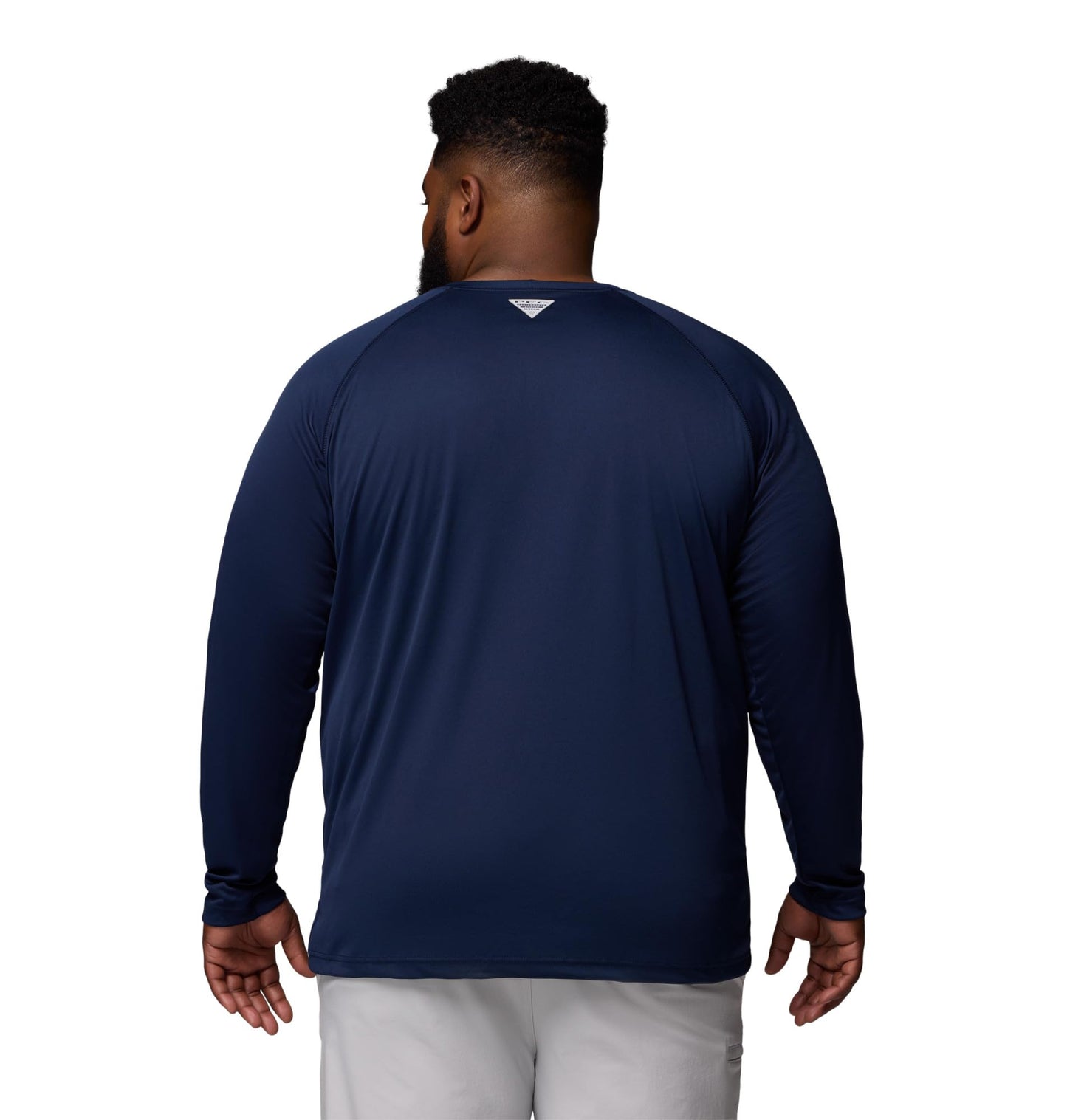 Columbia Men's PFG Terminal Tackle Long Sleeve Fishing Shirt, Collegiate Navy/Sunset Red Logo, 2X
