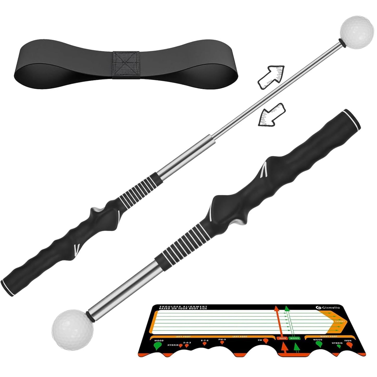 WONXISEN Golf Swing Training Aid - Retractable Grip Trainer with Click Feedback Portable & Right Handed Perfect for Beginners Indoor/Outdoor Use Golf Sure Stance Beginner