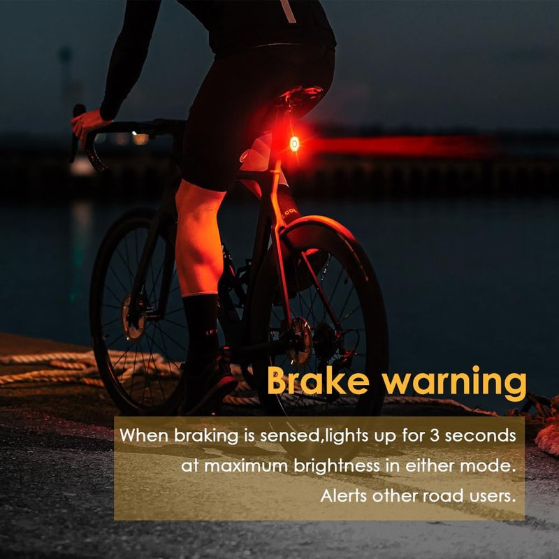 LAOPAO Smart Bike Tail Rear Lights: Small Brake Sensing Bicycle Bright Red Taillights Auto On/Off for Night Ride - USB Rechargeable IPX6 Waterproof Cycling Safety LED Accessories, RS2, Black, RS2-01