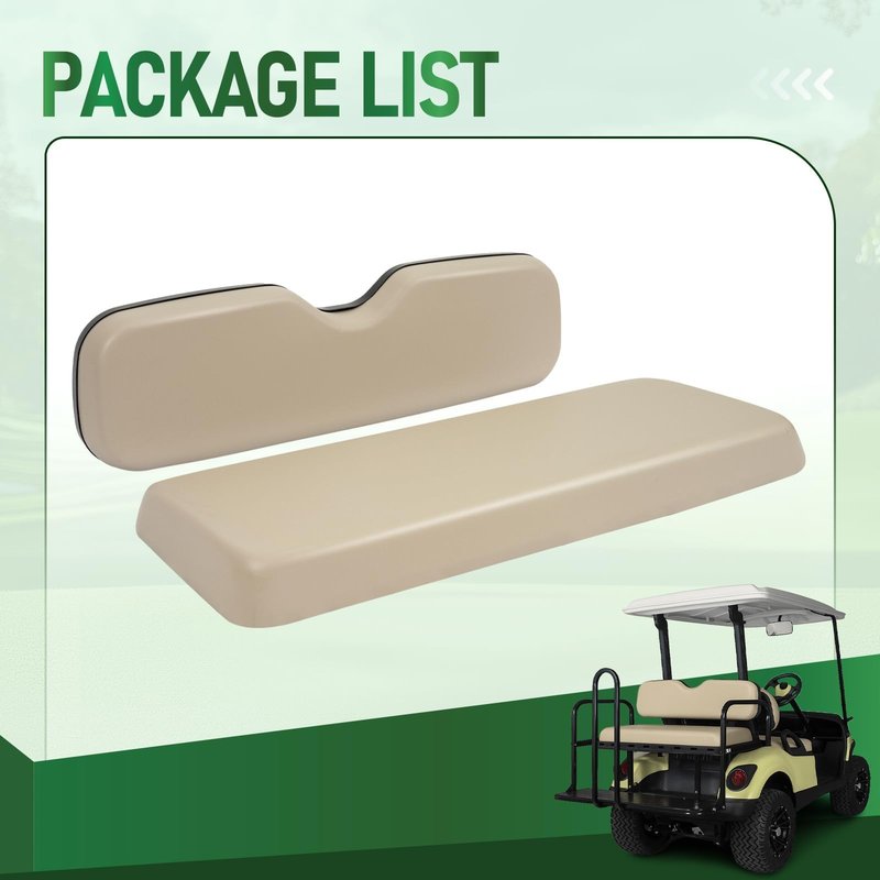 Wutist Universal Golf Cart Tan Seat Bottom & Seat Backrest Compatible with Yamaha, EZGO TXT/RXV/ST, Club Car DS & Precedent and Other 2+2 Passengers Golf Cart with Rear Flip Seat
