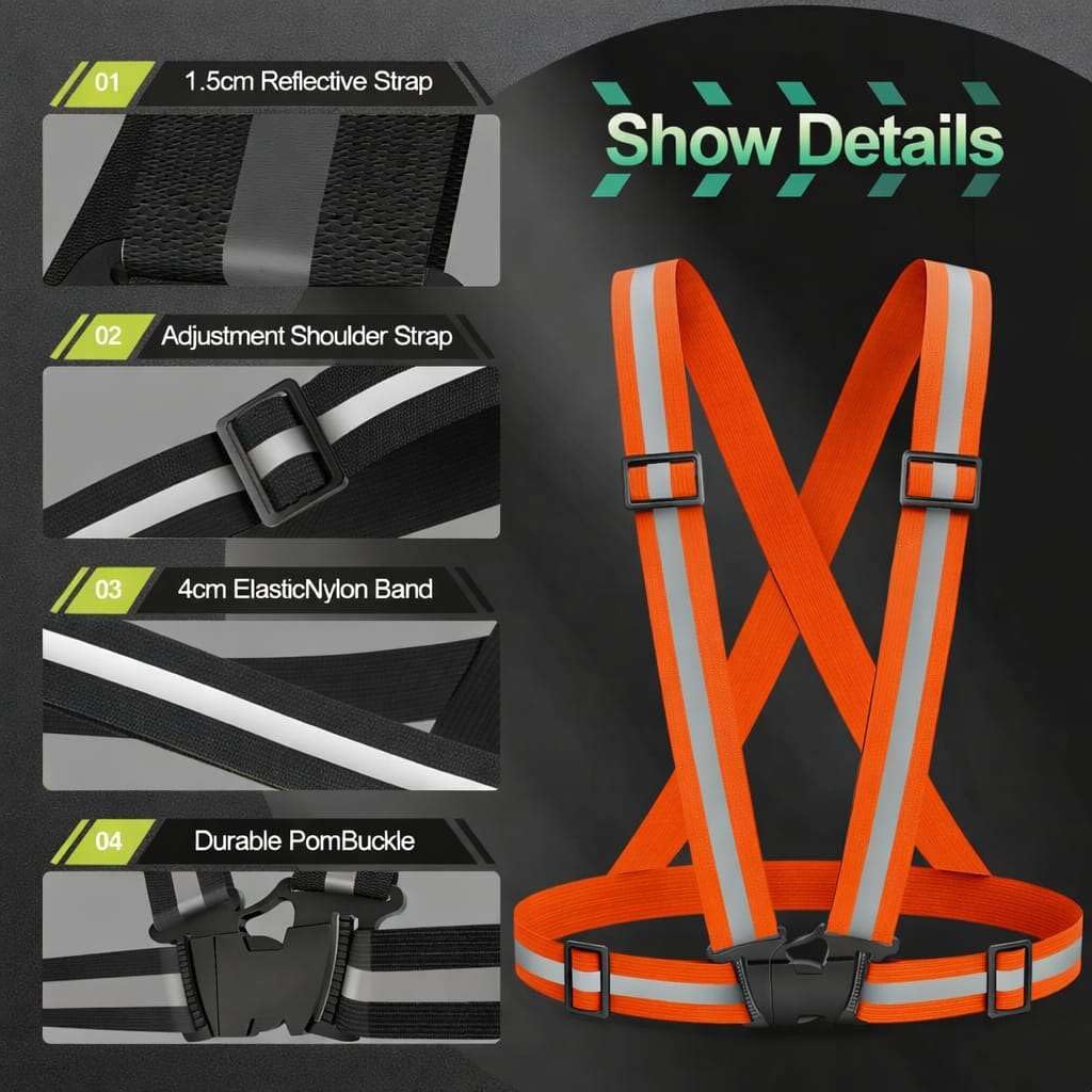 Reflective Vest Running Gear by [Brand Name] - High Visibility Adjustable Safety Vest for Night Jogging, Biking & Walking