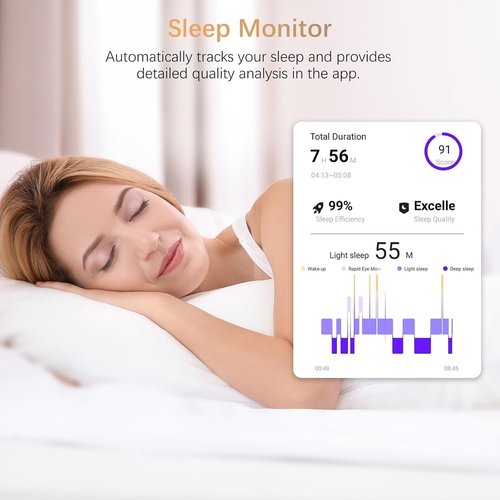 Fit Ring, Smart Health Rings for Women Men with Heart Rate,Blood Oxygen,HRV,Stress Level, Sleep Monitor, Step Tracker, No Subscription Fee, IP68 Waterproof Smart Ring for iphone &Android (Silver, 9#)