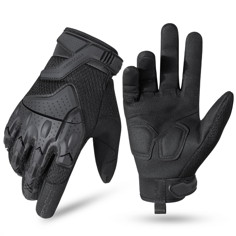 AXBXCX Touchscreen Full Finger Gloves for Men, Padded Outdoor Gloves Black Small