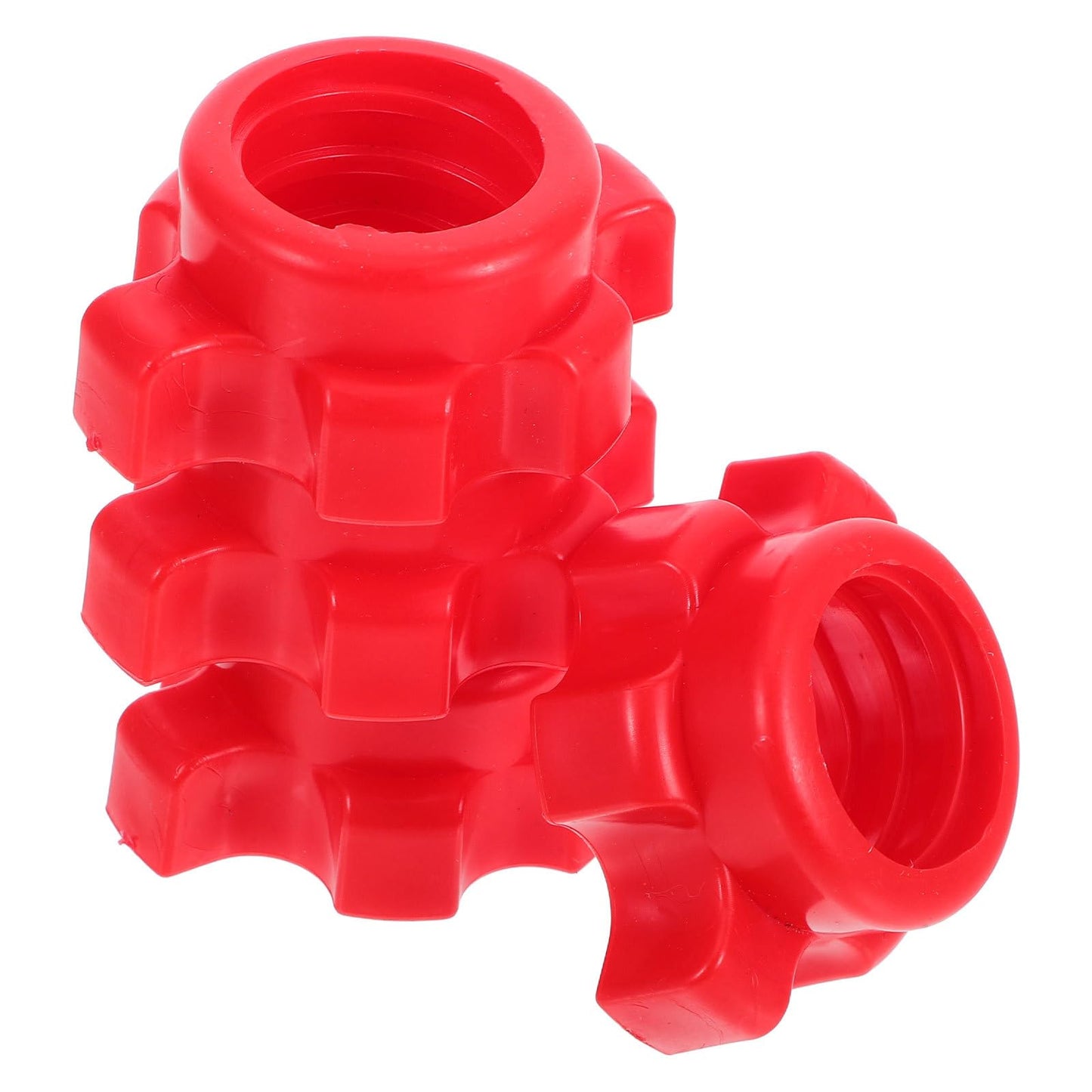 Kisangel 4Pcs Dumbbell Spinlock Collars, 1 Inch Standard Barbell Star-Shaped Nut, Non-Slip Replacement Screw Clamps for Weight Lifting Fitness Training, Red