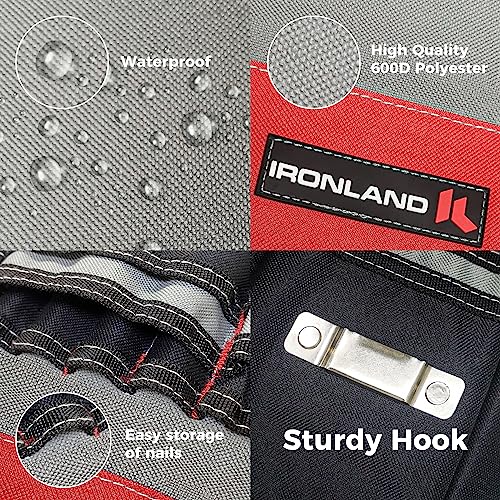 IRONLAND Bucket Tool Organizer Fit 3.5-5 Gallon Bucket, 51 Pockets, Bucket Tool Caddy Organization for Garden, Construction, Carpenter, Electrician, Builder Red & Black