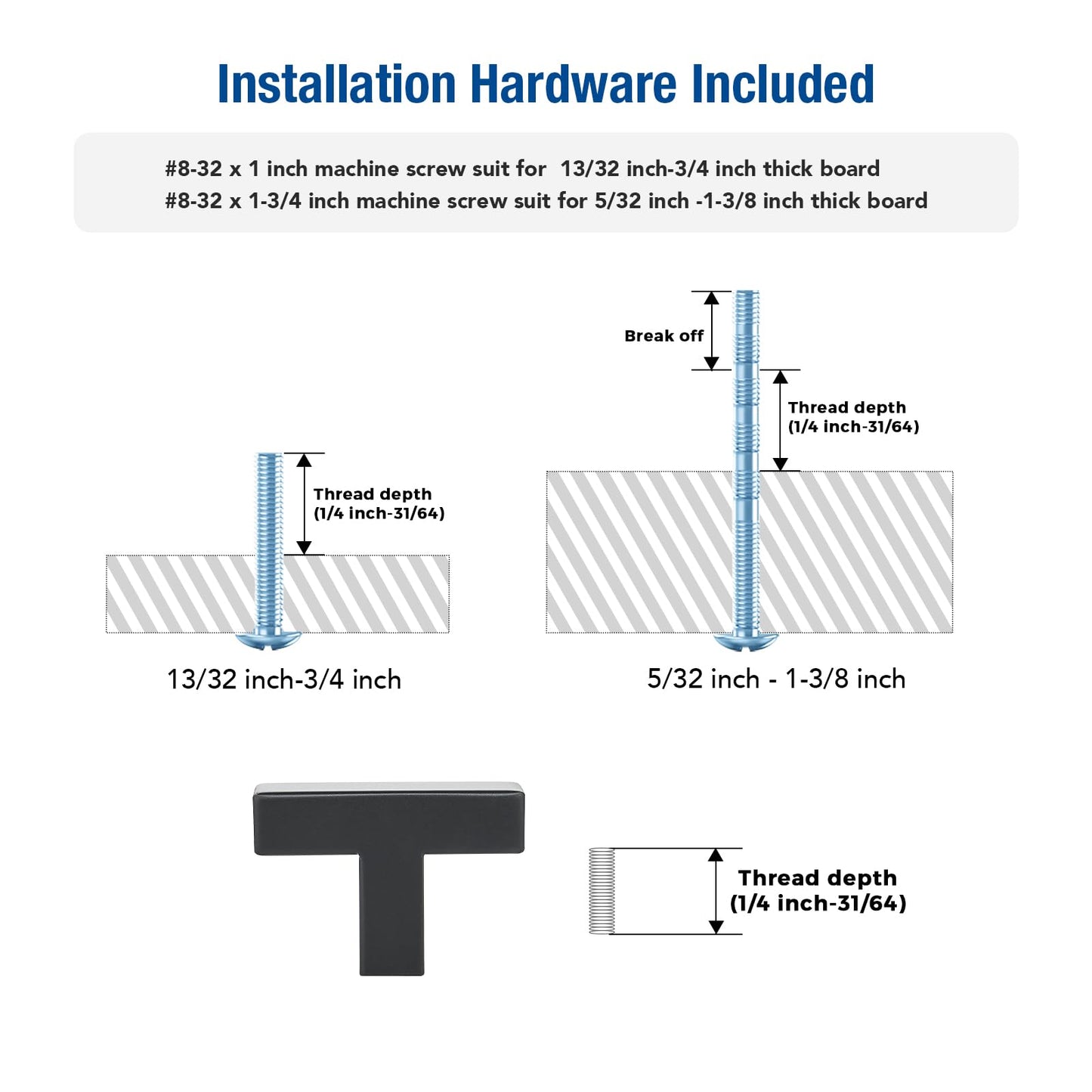 JOY DECOR 4 Pack Cabinet Knobs, Black Cabinet Handles, 2 Inch Kitchen Knobs, Single Hole Drawer Hardware for Dresser Drawers