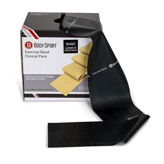 Body Sport Exercise Bands - Resistance Bands in 50 yard Rolls for Fitness, Stretching, or Physical Therapy - Special Heavy Resistance - Black