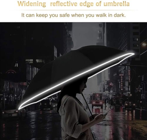 Bodyguard Inverted Umbrella - Large Windproof Design for Rain & Sun | Compact Reverse with Reflective Stripe, Teflon-Coated for Travel