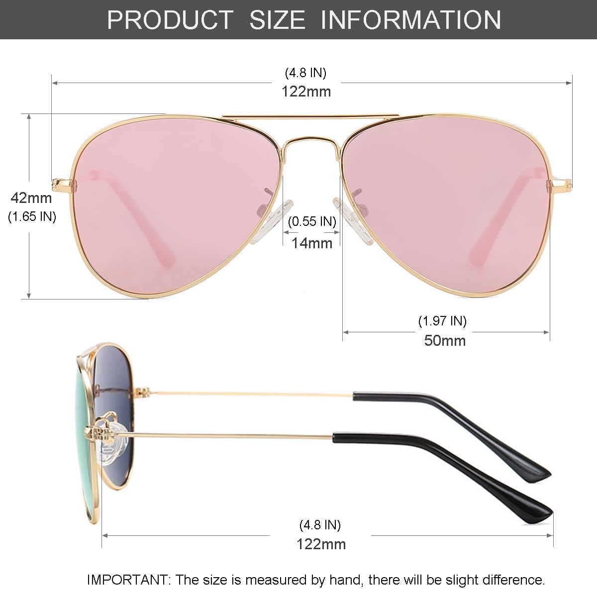 Gleyemor Kids Polarized Aviator Sunglasses for Juniors Teenagers Age 8-18 (Gold/Pink Mirror+Gold/Grey)