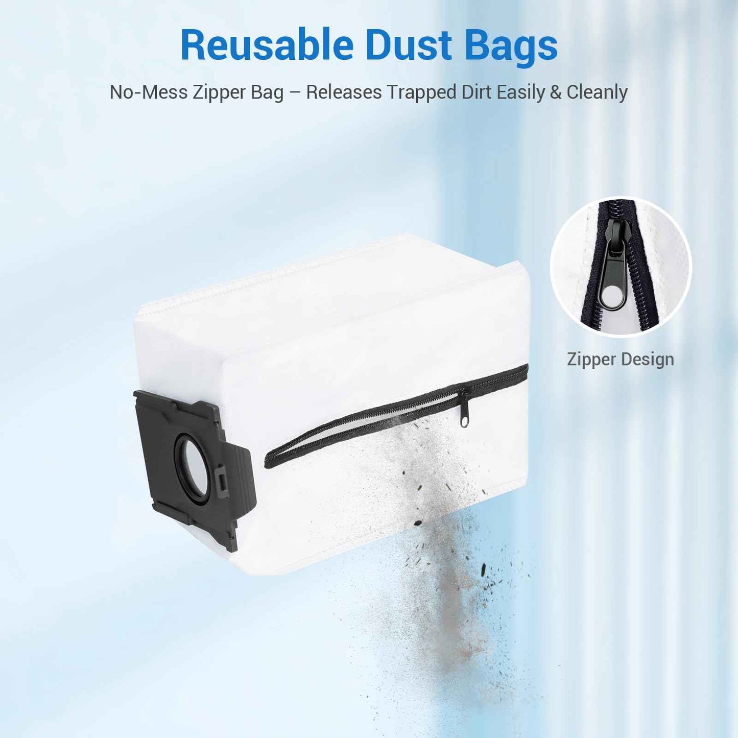 Bluearks 5Pcs for Dreame Robotic Vacuums Automatic Bag Cleaning Base, Reusable 3.2 Liter Capacity, Zipper Closure Cleans Dustbags,Compatible With Dreame Model,L10s Ultra/L20/X30/X40/X50