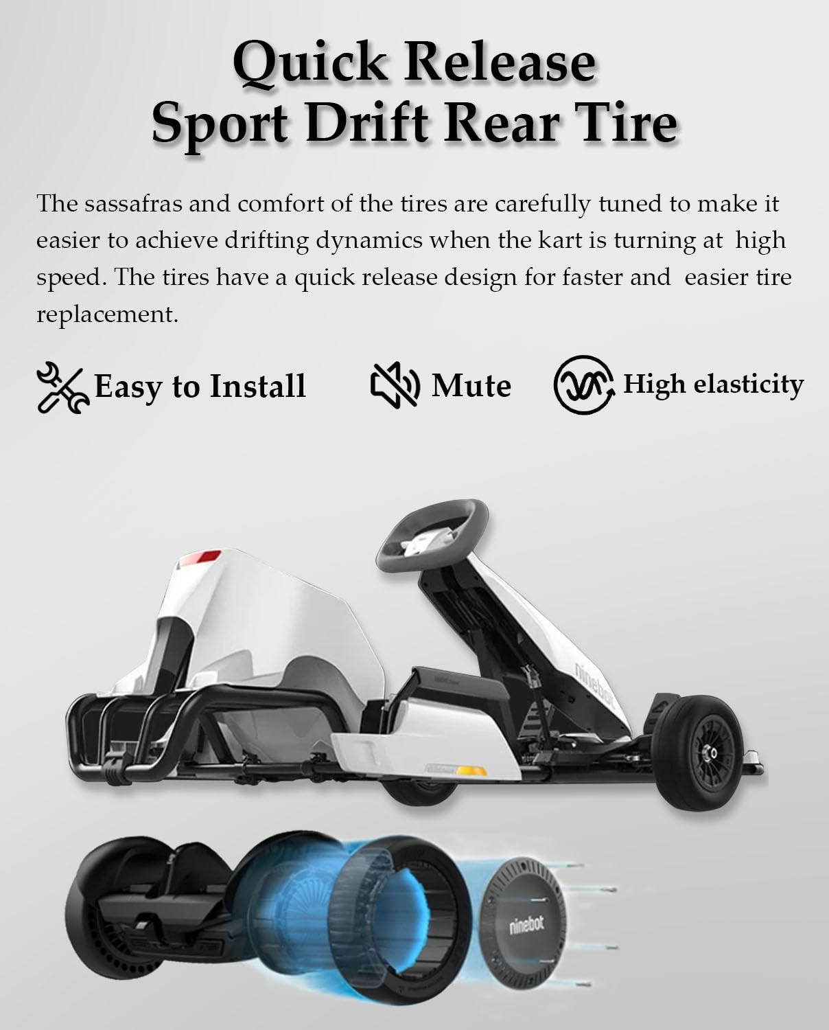Felixstory 2pcs 10x2.75 Quick Release Tire Replacement for Ninebot by Segway S MAX/Gokart PRO/Gokart Kit(with Ninebot S Max),Go Kart Kit Refit Parts 10-2.75 Electric Gokart Bundle Rear Tires
