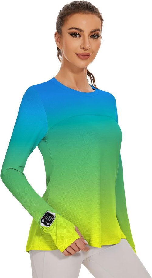 Blingfit Women's Long Sleeve Workout Tops - Lightweight UPF50+ UV Protection for Running & Hiking