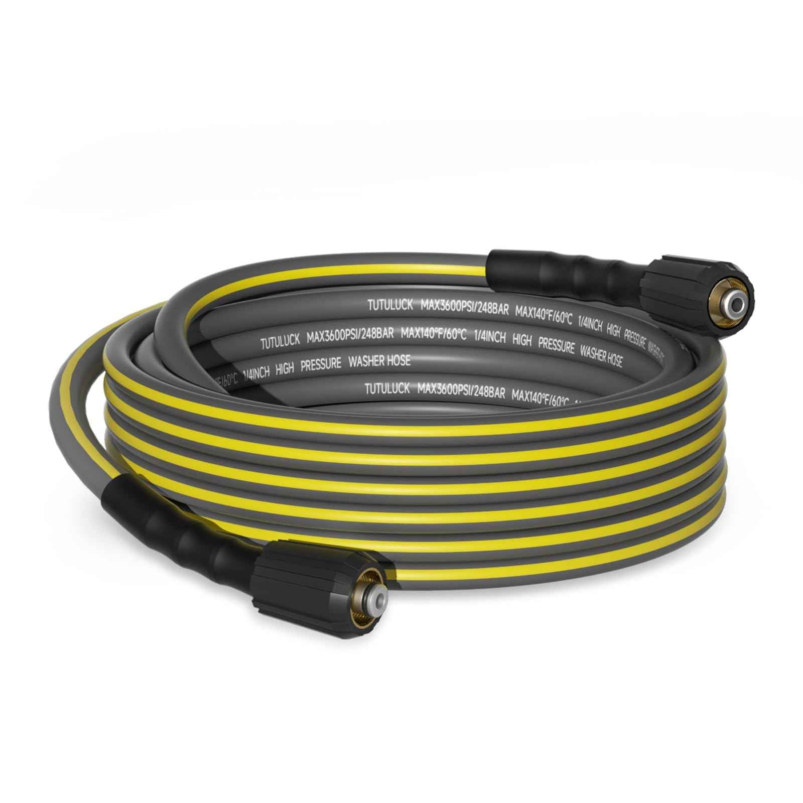 TUTULUCK Flexible Pressure Washer Hose 25FT, 1/4'' Kink Resistant 3600 PSI Power Washer Hose Replacement for Gas and Electric Pressure Washers