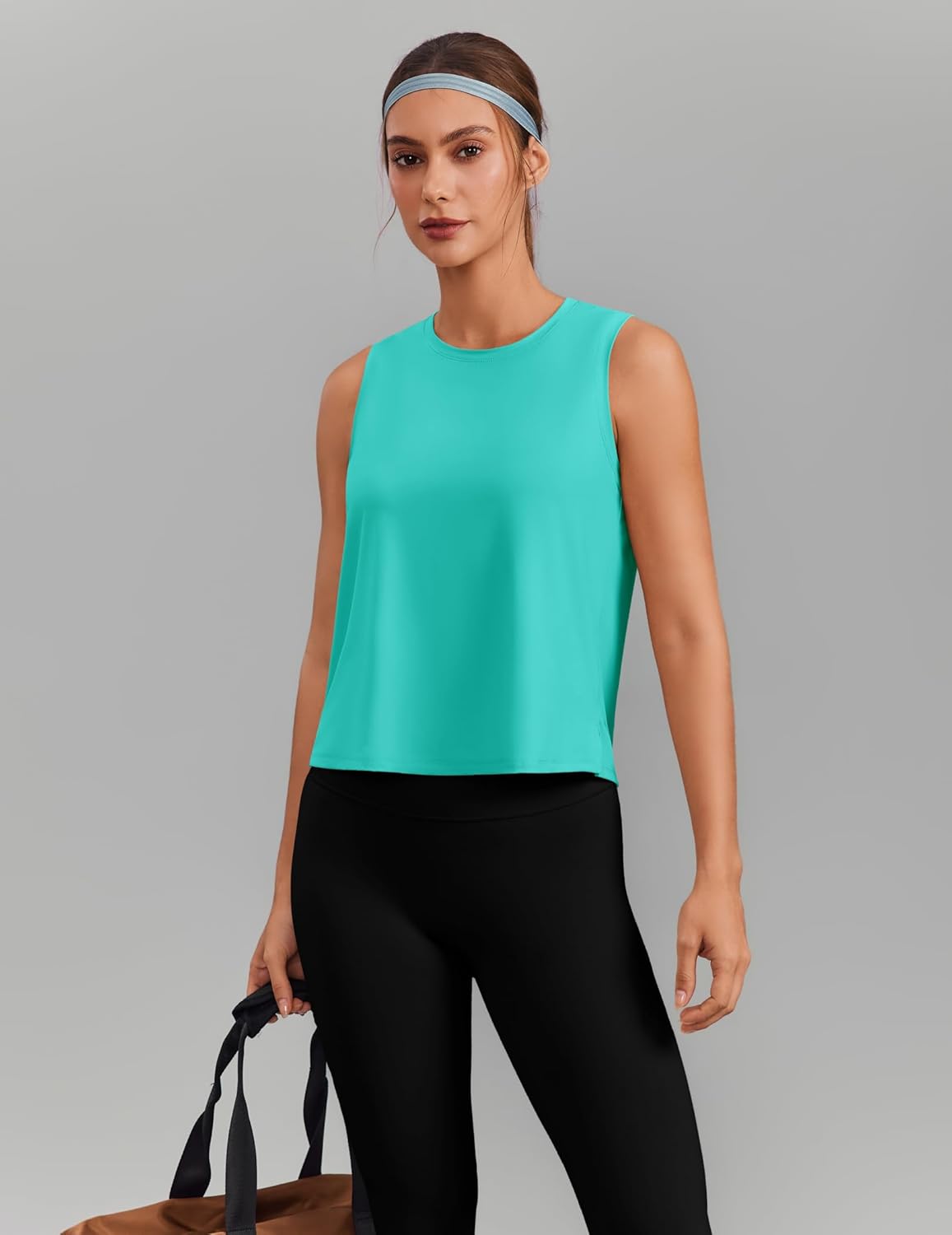 PINSPARK Ice Silk Workout Tank Tops - UPF50+ Quick-Dry Cropped Gym Tops for Women | Ideal for Running & Pilates