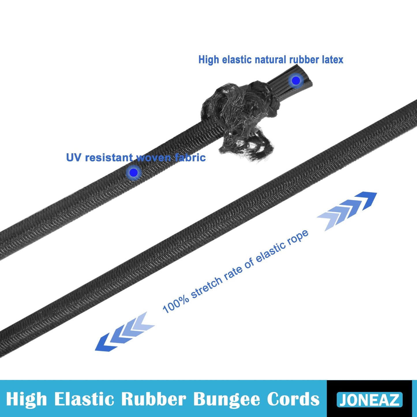 Joneaz Mini Bungee Cords with Hooks 2 inch 4 inch 6 inch 9 inch, Assorted 18-Piece Set Package of Small Bungee Cords