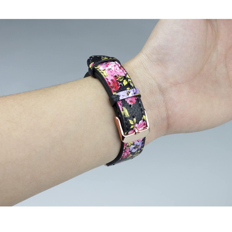 Mtozon Leather Bands Compatible with Fitbit Charge 4/Charge 3, Replacement Accessories Slim Wristband Straps for Women, Blue+ Floral