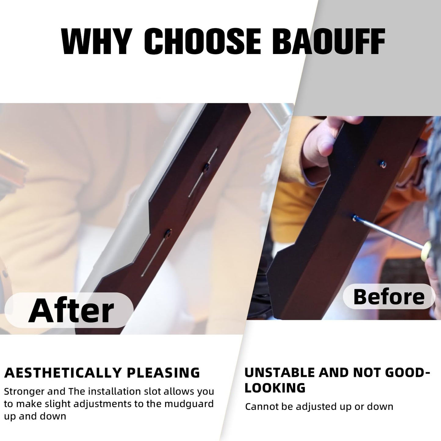 BAOUFF Middle Fender for Ebike,Central Mudguard Mud Guard for Electric Bike Ridstar Q20/Super 73 S1 S2 RX Z1