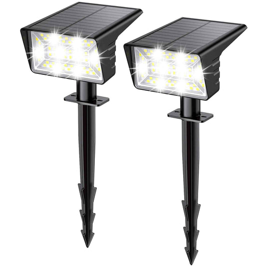 LAMKEEP Solar Spot Lights Outdoor with 60 LED & Auto On/Off, 2 Pack Solar Lights Outdoor Waterproof IP68 with 3 Lighting Modes, 2-in-1 Solars Landscape Light for Outside, Garden, Yard(Cool White)
