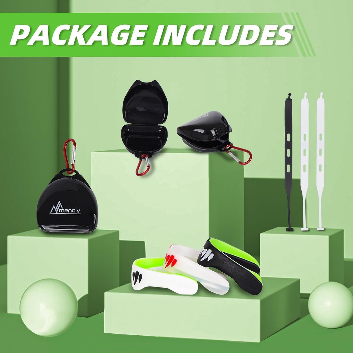MENOLY Kids Youth Mouth Guard - 3 Packs with Strap for Football, Boxing, Lacrosse & More | Ages 6-12