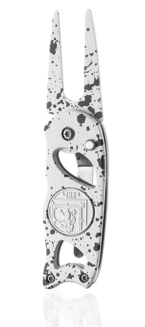 Links Golf Divot Tool with Foldable Pop-up Button & Magnetic Golf Ball Marker - Patented Golf Divot Tool and Ball Marker - (Monochrome Drip)