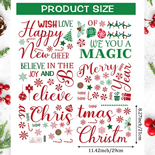 6 Sheets Christmas Wall Decals Peppermint Candy Gingerbread Man Christmas Wall Stickers Candy Cane Candyland Christmas Window Clings for Outdoor Indoor(Snowflake)