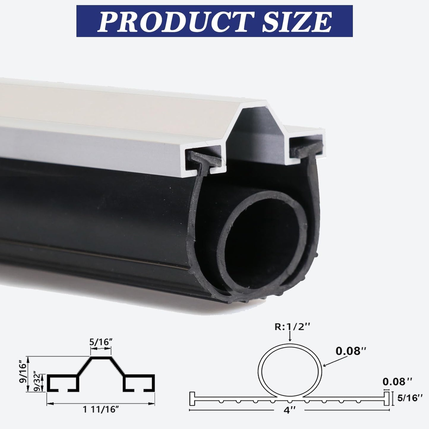 Ginchain Aluminum Track Garage Door Seals, U+O Shape Weather Seal, EPDM Rubber Retainer Base Kit, Universal Weather Stripping Kit (20ft), T2-006