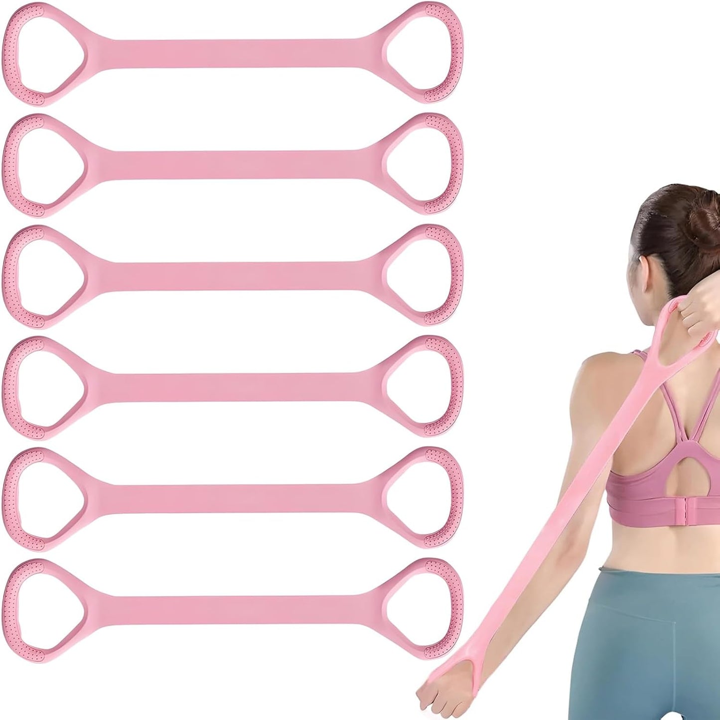 Skiennix 6 Pcs Figure 8 Resistance Bands - Versatile Yoga & Pilates Stretching Equipment for All Fitness Levels