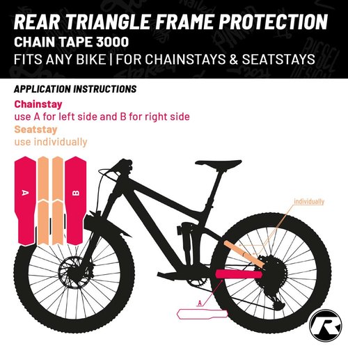 Riesel Design - Bike Rear Triangle Frame Protection Tape, for Chainstays and Seatstays, Protection Against Scratches and Abrasions - Easy Installation, No Tools Required - Chain:Tape 3000 - Vanlife