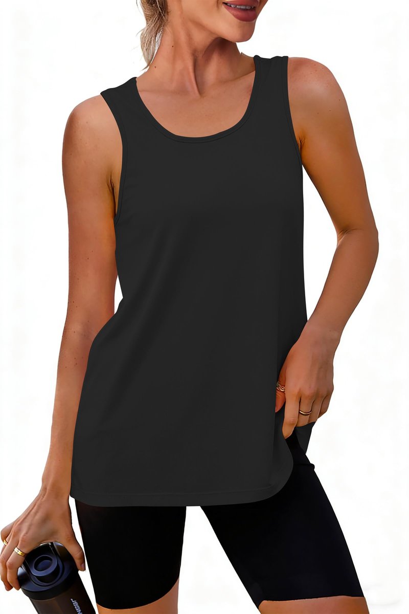 Cakulo Womens Workout Athletic Tank Tops Loose Gym Yoga Racerback Sleeveless Running Sports Shirts Tops Black M