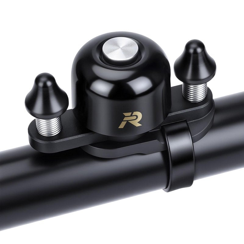 POWVINE Bike Bell, Max 100dB Bike Bells for Adults, Portable Bicycle Bell Fit 22.2-31.8mm Road Bike Bar Handlebars, Waterproof, Durable Double Hammer Design (Black)