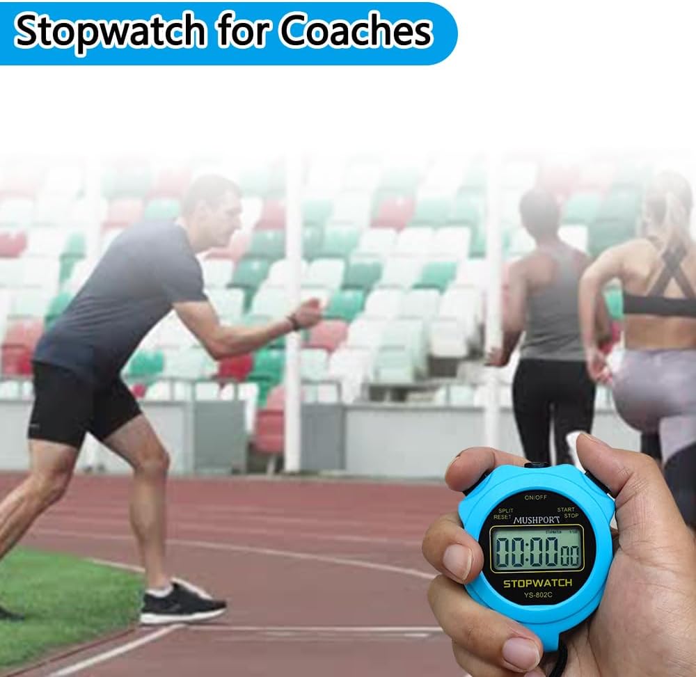 Skiennix Stopwatch Timer - Digital Sports Stopwatch with Large Display | Silent Operation, Blue