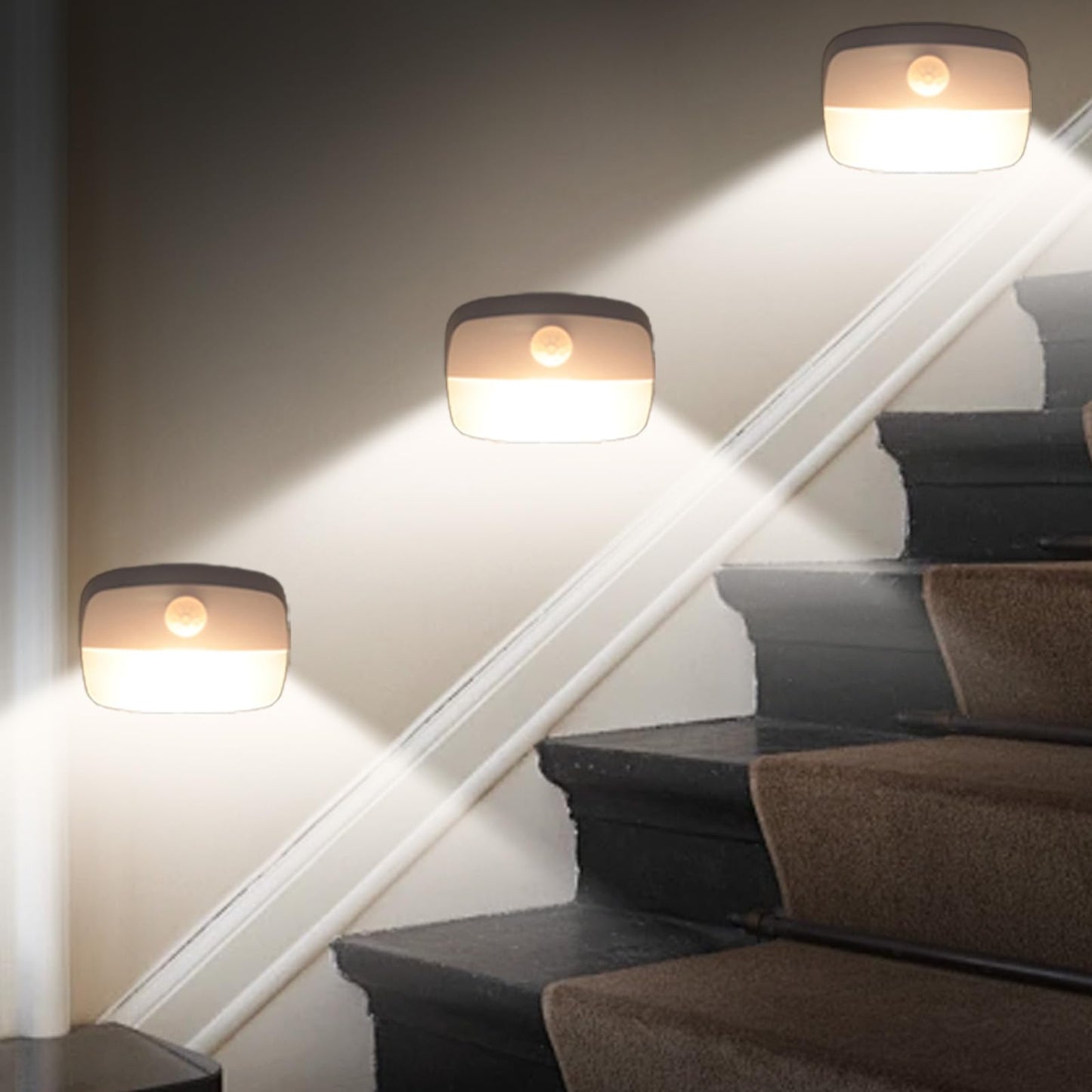 YXYXY 3 Pack LED Motion Sensor Night Light Indoor Dusk Dawn 100 Lumen Warm/Whte Lighting Wireless Closet Light Cabinet Light Hallway Wall Lamp Space Home Bathroom Decor