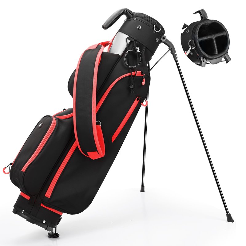 Sturdum Golf Stand Bag, Lightweight Par 3 Golf Bag with 3 Way Dividers Fits Up to 8 Clubs, 3.7lbs Compact Yet Spacious Pitch N Putt for Driving Range, Cooler Pockets, Black