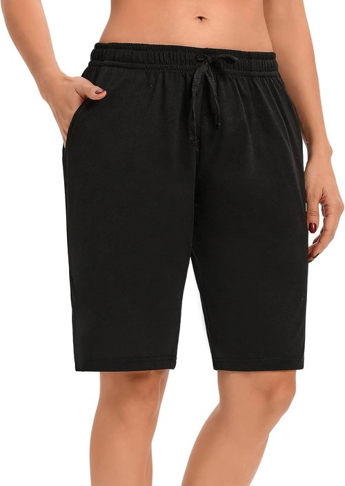 LUCKYCATCUS Women's Bermuda Shorts - Comfortable Jersey Athletic Shorts with Pockets | Knee-Length Design
