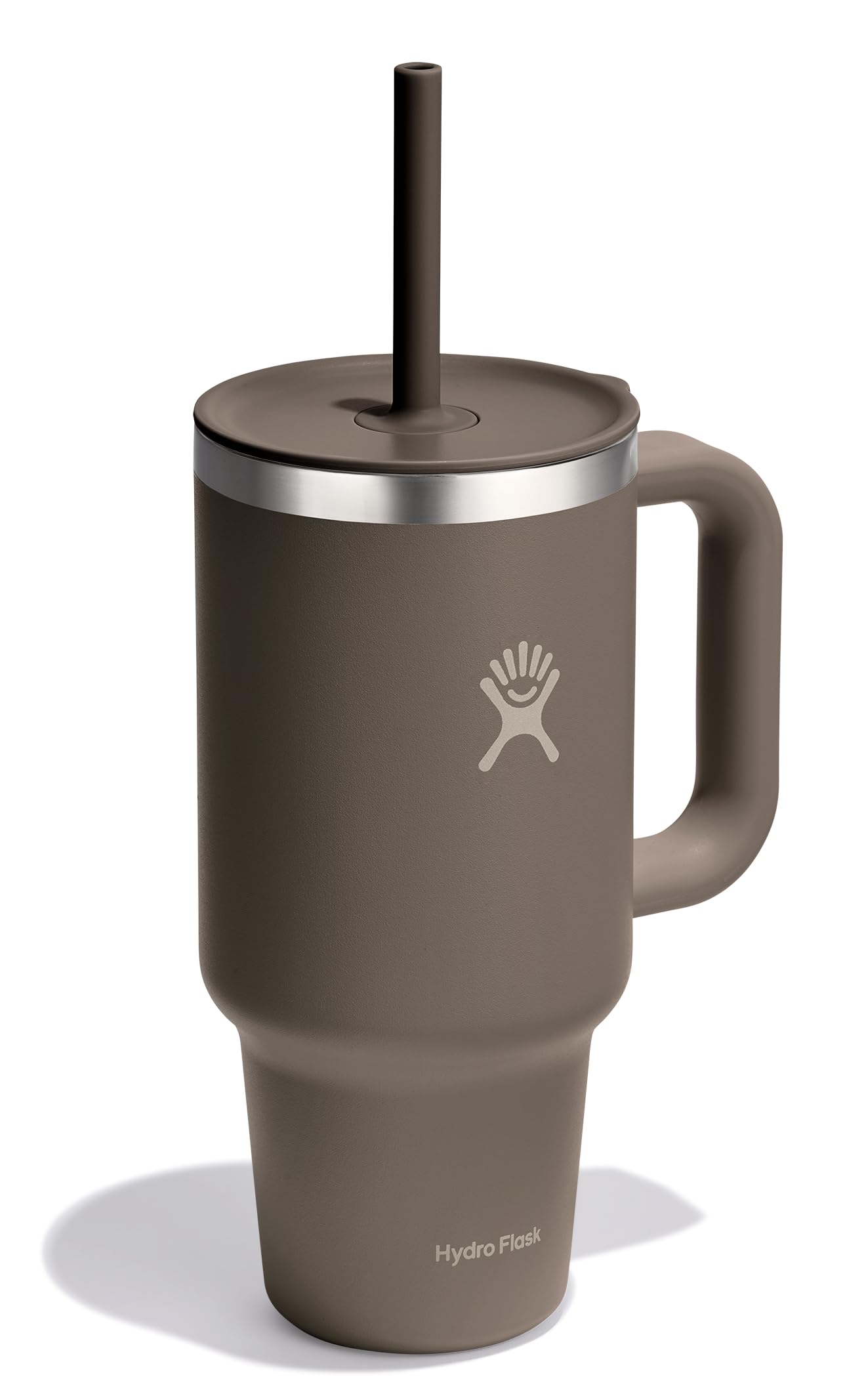 Hydro Flask Travel Tumbler with Handle, Lid and Straw - Insulated Stainless Steel in 32 Oz Sandpiper