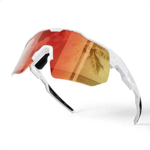 HAAYOT Polarized Sports Sunglasses for Men Women UV Protection Baseball Cycling Running Driving Fishing Glasses Color Spot Red