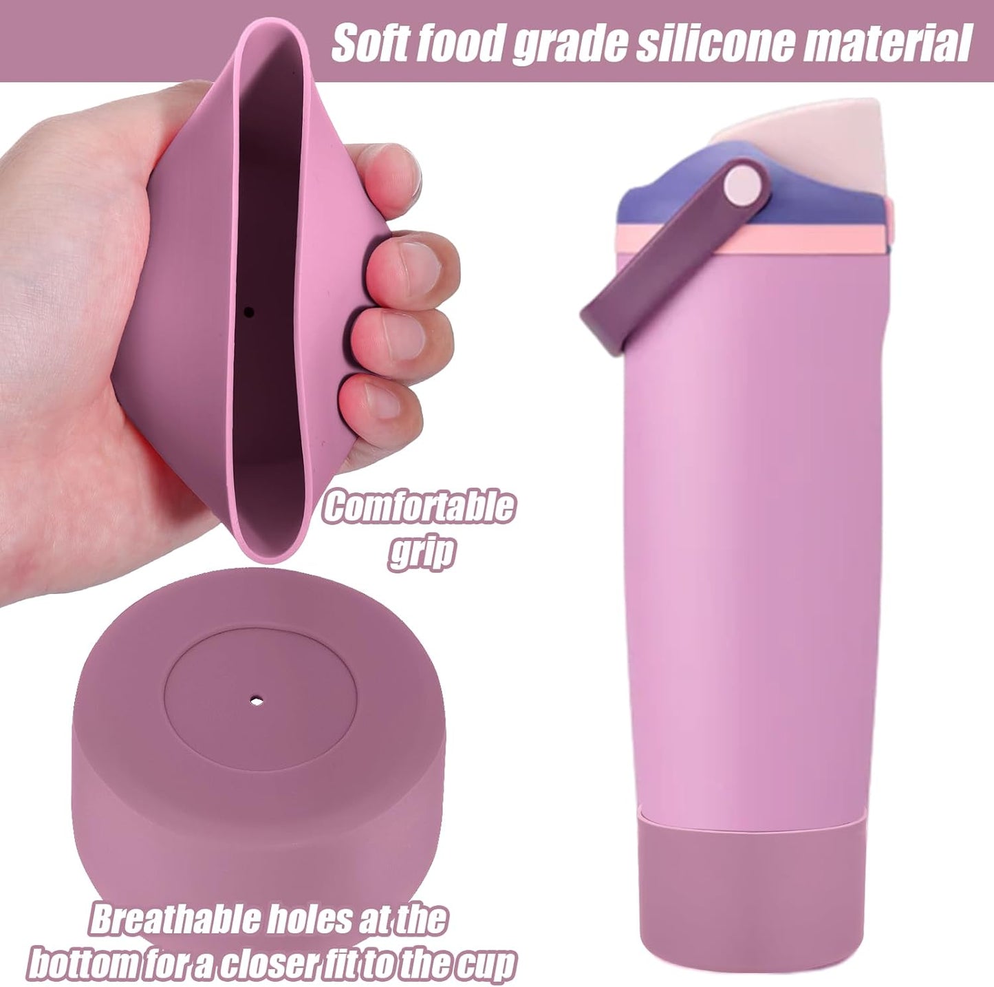 Mity Rain Silicone Protective Boots for Owala 30oz & 40oz FreeSip Sway Bottles - Prevent Scratches & Enhance Stability (Aubergine)