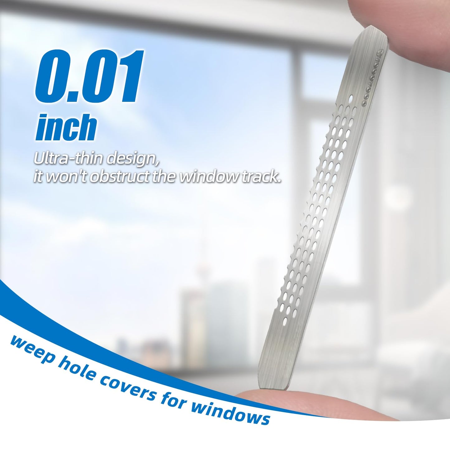 25PCS 304 Stainless Steel More Durable Window Weep Hole Screen Patch Drain Quickly PET Self Adhesive More Sticky & Waterproof (2.36in*0.39in(6cm*1cm))
