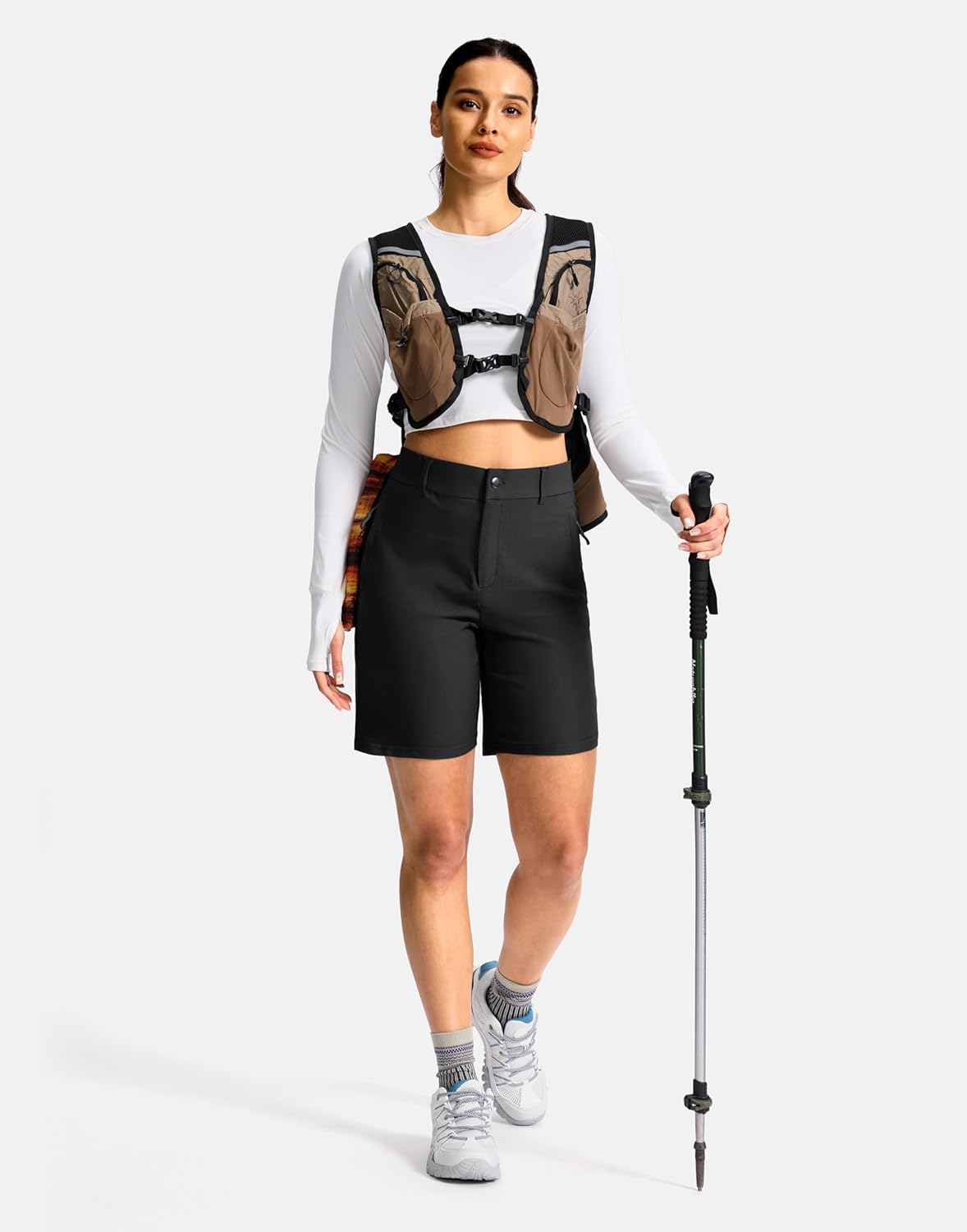 SANTINY Women's Hiking Golf Shorts - Quick Dry Stretch Fabric with 3 Pockets | Casual Summer Wear